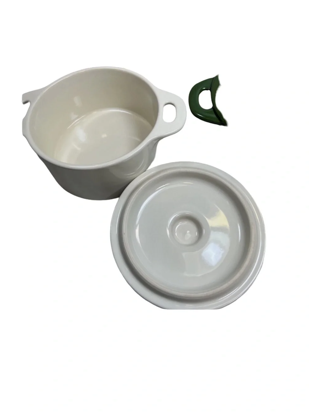 NWT Brocc Your Body Mini Ceramic Cocotte Set Green Ivory 18.6oz Dutch Oven Bowls